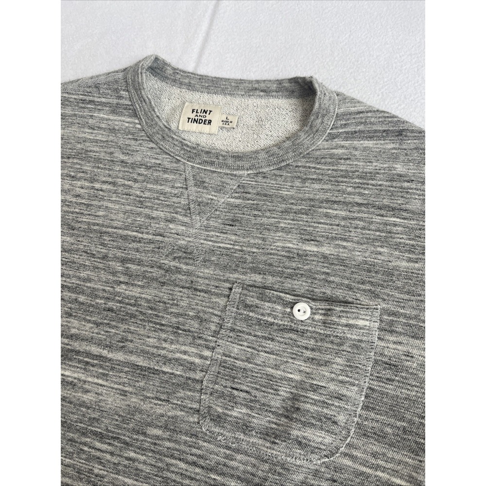 Flint And Tinder French Terry Sweatshirt Mens Large Gray Pocket Pullover Adult